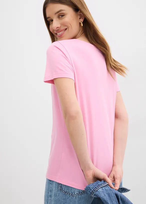 T-shirt i bomull och viskos, bonprix