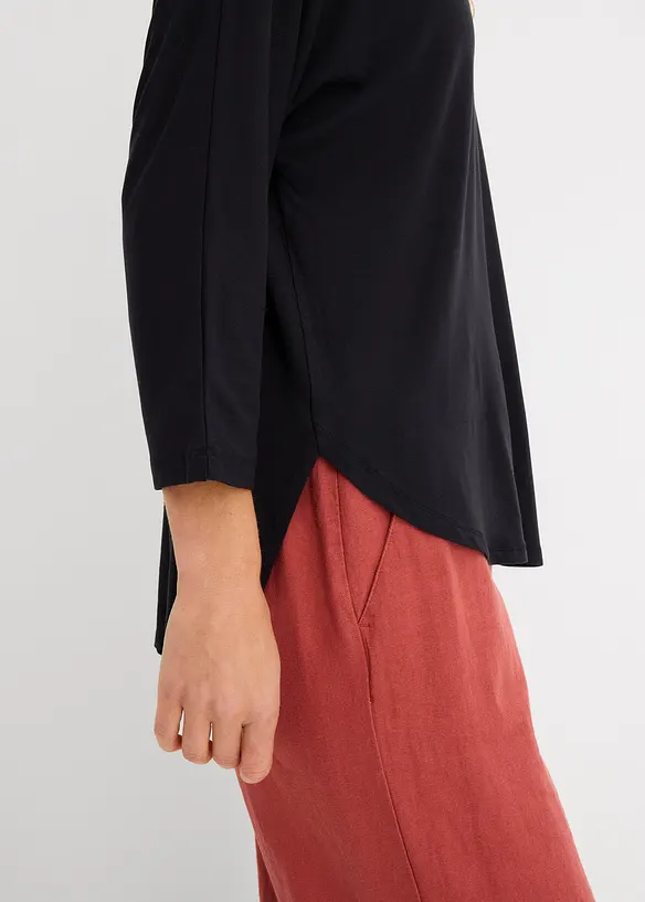 Topp med 3/4-&auml;rm i elastisk viskos, bonprix