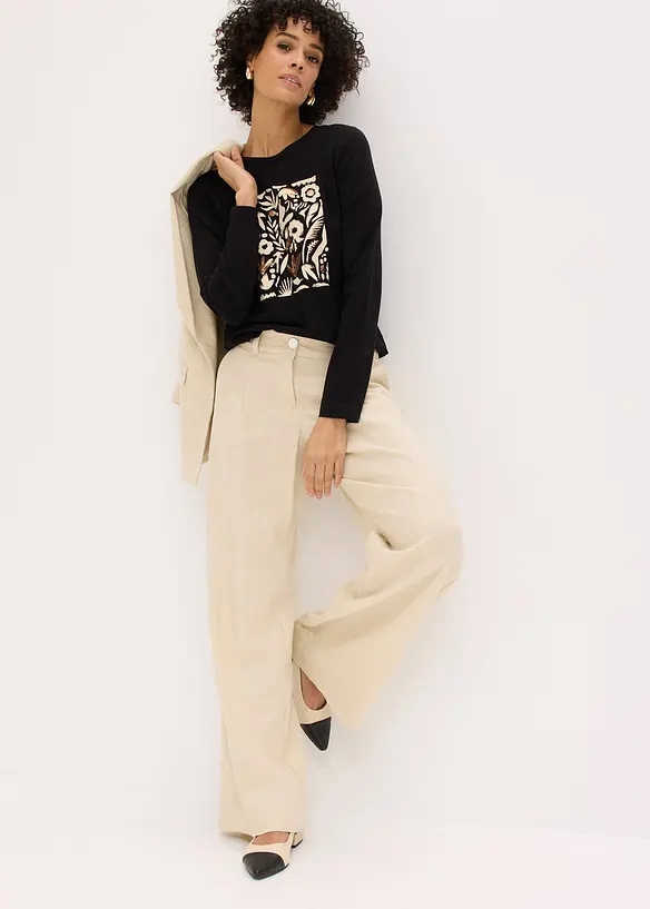 L&aring;ng&auml;rmad topp med ekologisk bomull, bonprix