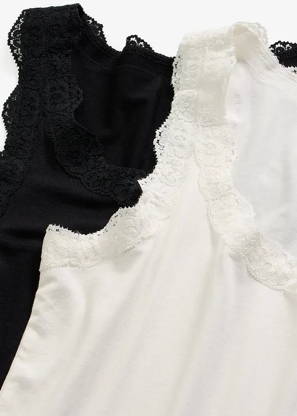 Linne med spets (2-pack), bonprix