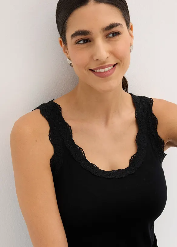 Linne med spets (2-pack), bonprix