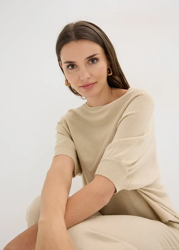 Finstickad tr&ouml;ja av bomullsmix, bonprix