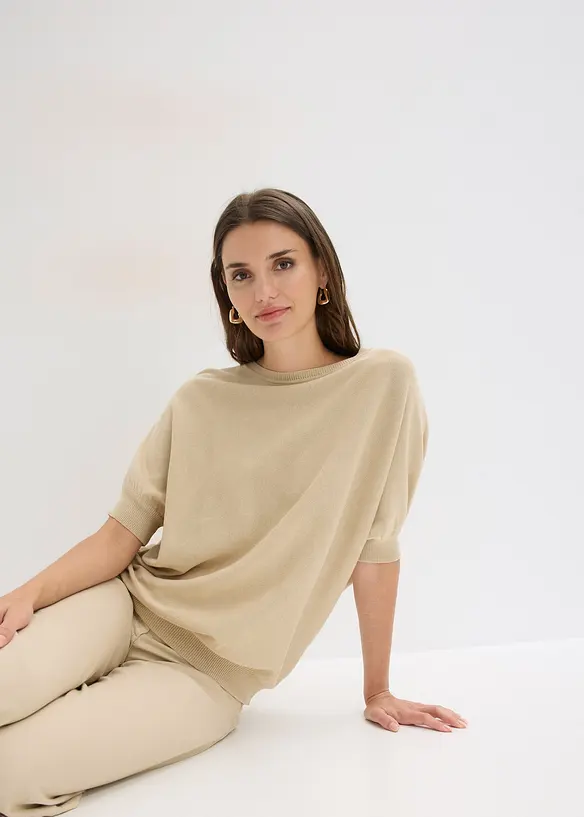 Finstickad tr&ouml;ja av bomullsmix, bonprix