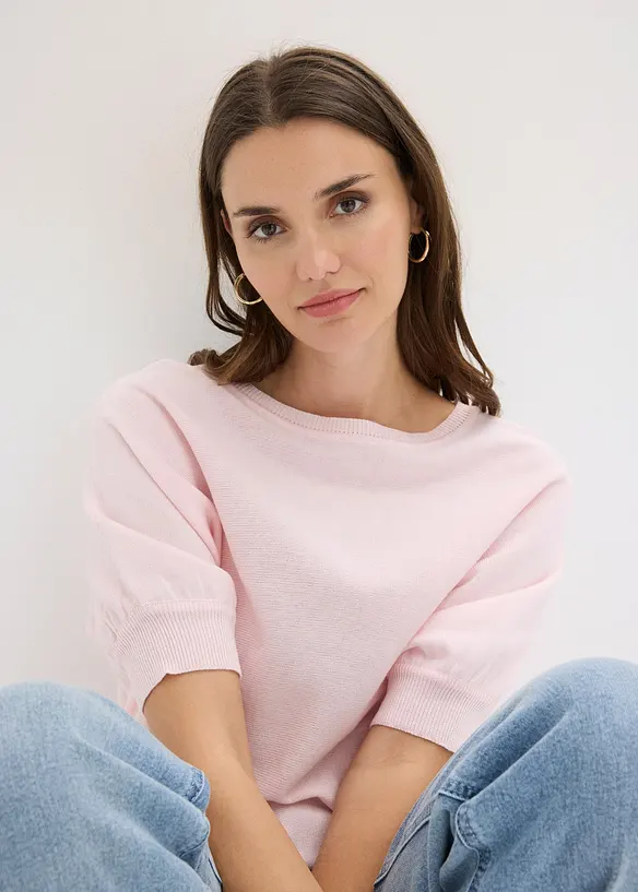 Finstickad tr&ouml;ja av bomullsmix, bonprix