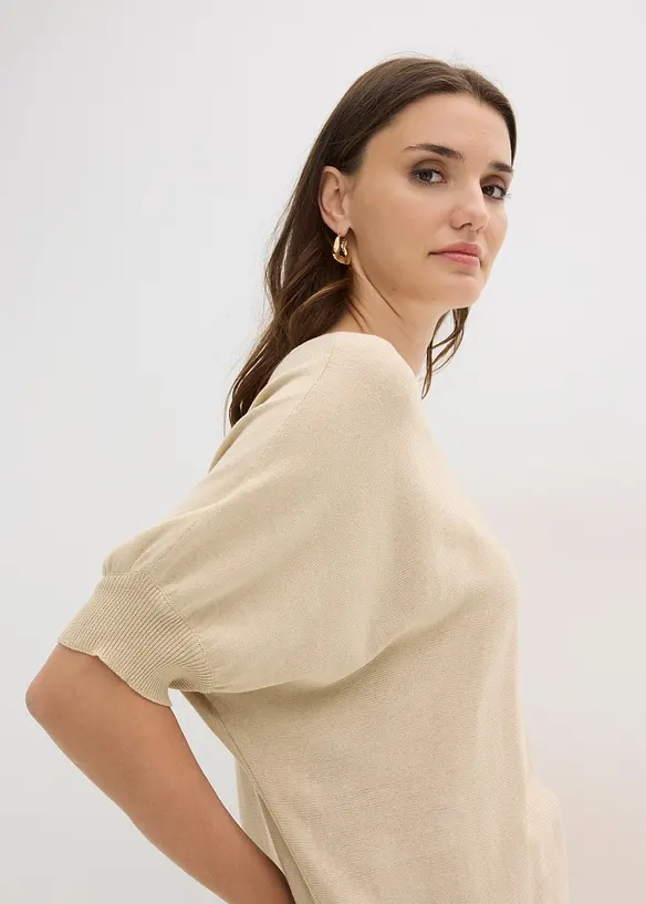 Finstickad tr&ouml;ja av bomullsmix, bonprix