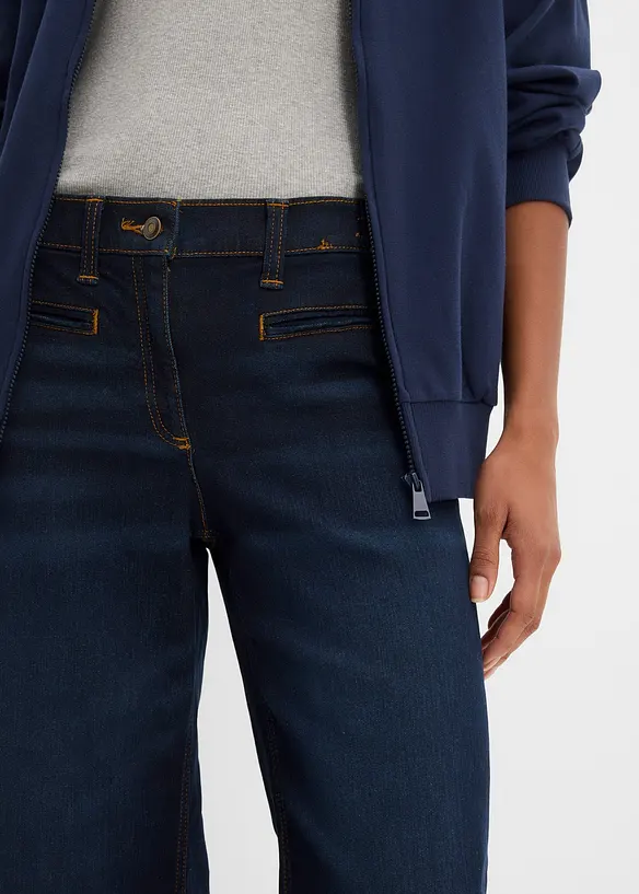 Wide Leg Jeans Mid Waist, med bekv&auml;m midja, bonprix