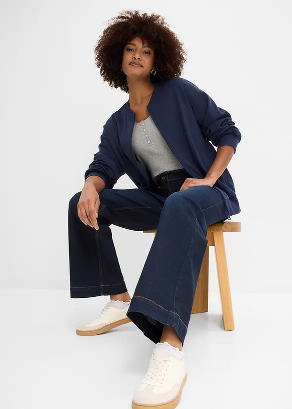 Wide Leg Jeans Mid Waist, med bekv&auml;m midja, bonprix