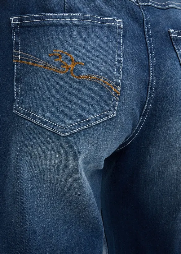 Wide Leg Jeans Mid Waist, med bekv&auml;m midja, bonprix