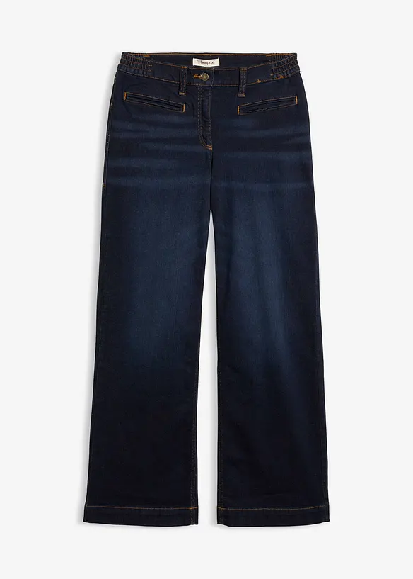 Wide Leg Jeans Mid Waist, med bekv&auml;m midja, bonprix