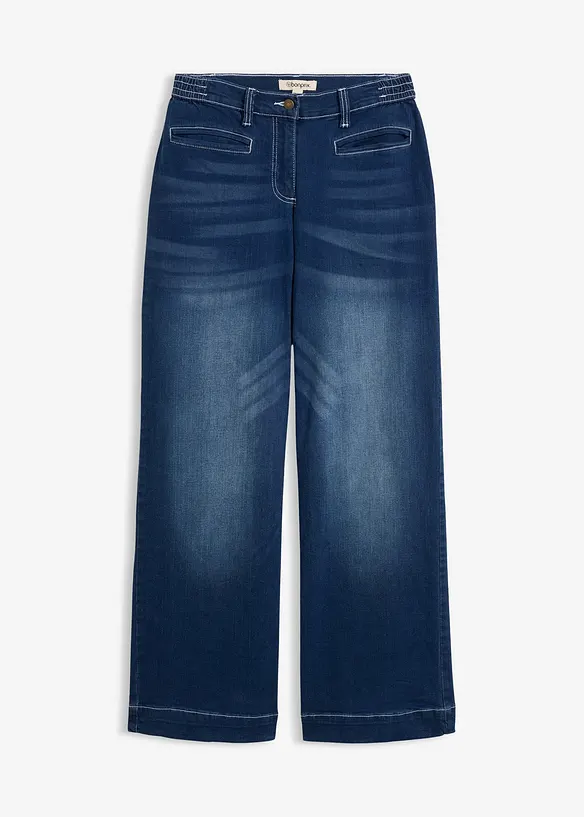 Wide Leg Jeans Mid Waist, med bekv&auml;m midja, bonprix