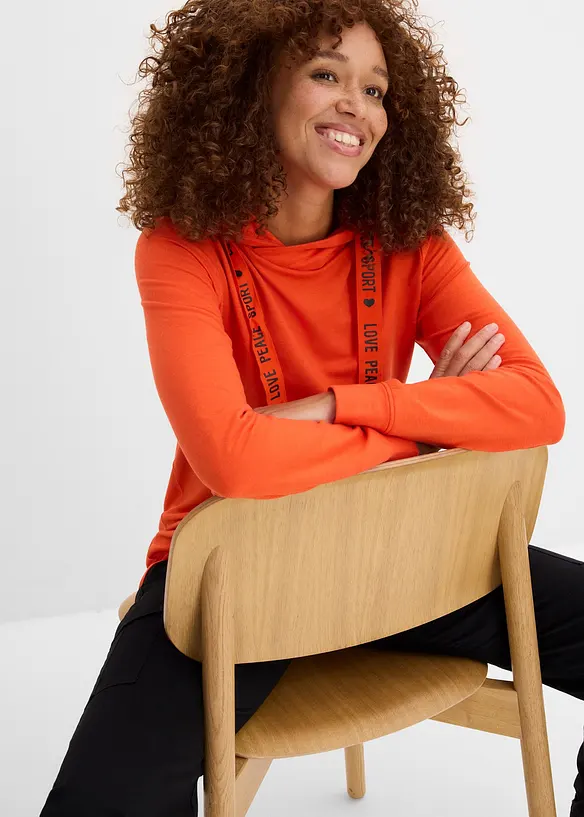 Sweatshirt med huva i mjuk viskosmix, bonprix