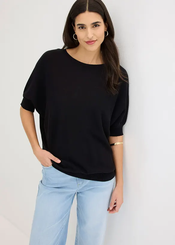 Finstickad tr&ouml;ja av bomullsmix, bonprix