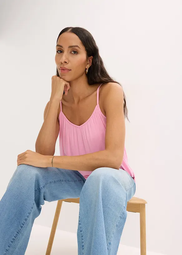 F&ouml;ljsamt viskoslinne med smala axelband, bonprix