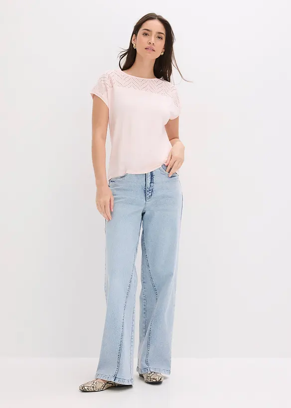 Topp med spets i mjuk viskos, bonprix