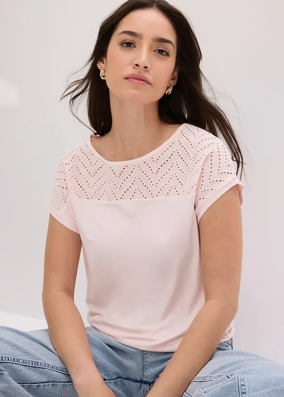 Topp med spets i mjuk viskos, bonprix