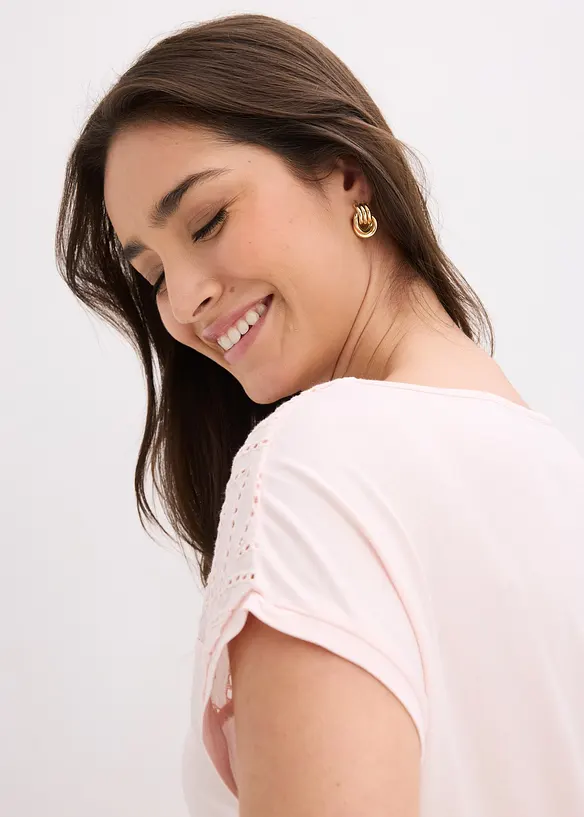 Topp med spets i mjuk viskos, bonprix