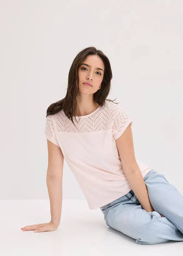 Topp med spets i mjuk viskos, bonprix