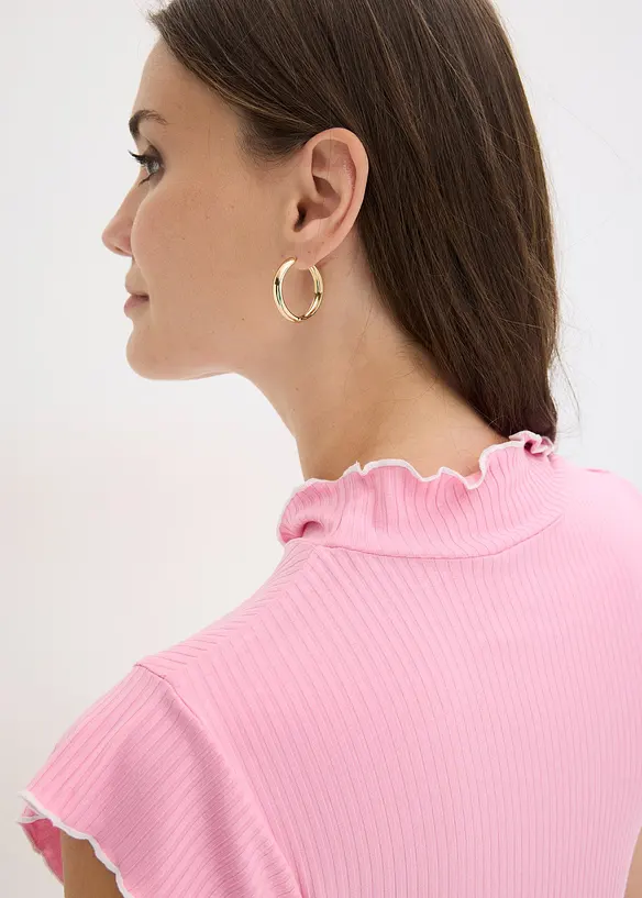 Ribbstickad topp av viskosmix, bonprix