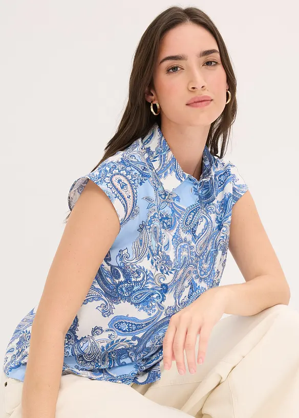 M&ouml;nstrad blus av viskos med mjukt fall, bonprix