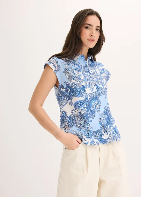 M&ouml;nstrad blus av viskos med mjukt fall, bonprix