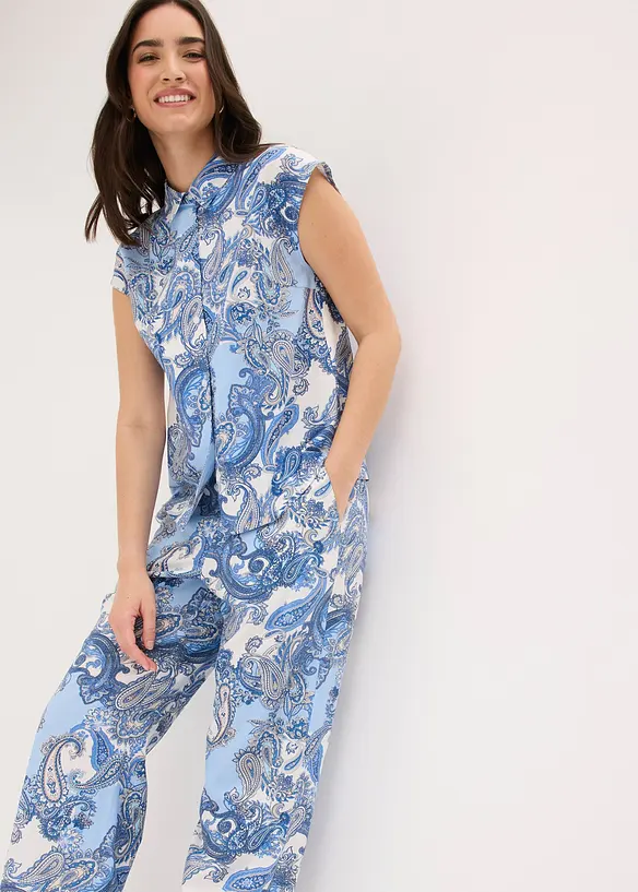 M&ouml;nstrad byxa i f&ouml;ljsam viskos, bonprix