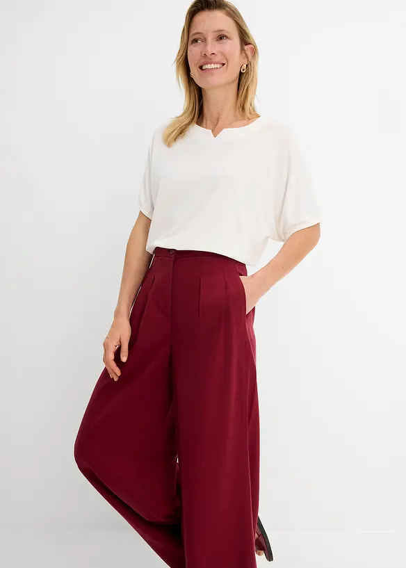 Byxa med gubbveck, av lyocell med mjukt fall, bonprix