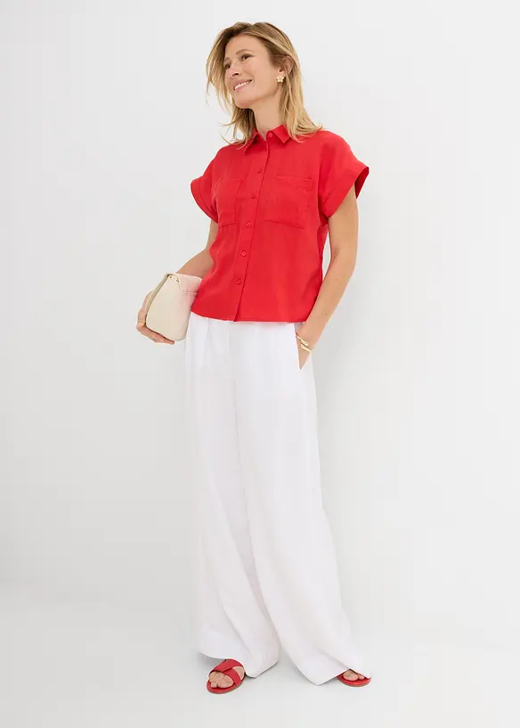 Skjortblus i f&ouml;ljsam lyocellmix, bonprix