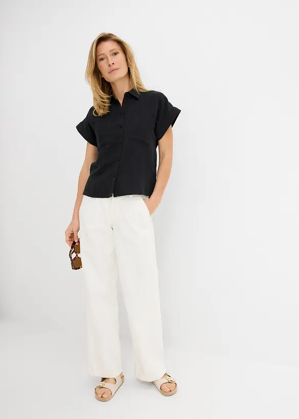 Skjortblus i f&ouml;ljsam lyocellmix, bonprix