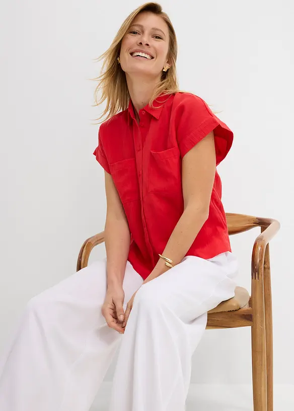 Skjortblus i f&ouml;ljsam lyocellmix, bonprix