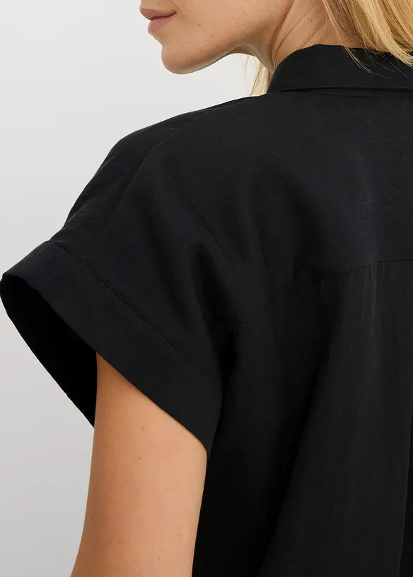 Skjortblus i f&ouml;ljsam lyocellmix, bonprix