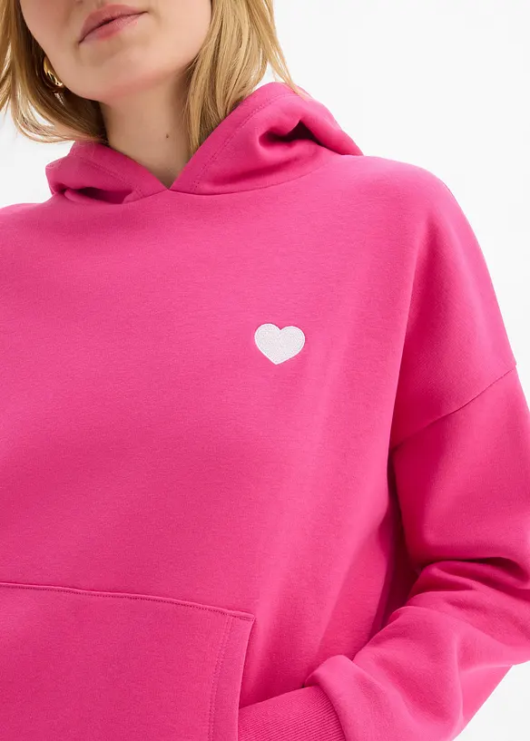 Oversizesweatshirt med huva i mjuk bomullsblandning, bonprix
