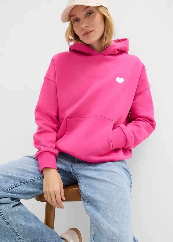Oversizesweatshirt med huva i mjuk bomullsblandning, bonprix