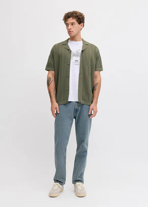 Stickad T-shirt med krage fr&aring;n JJ REBEL, JJ REBEL