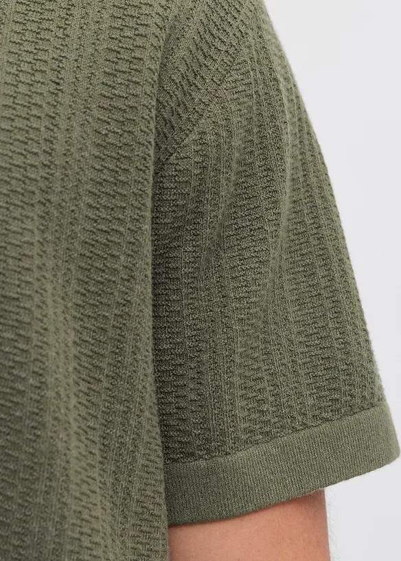 Stickad T-shirt med krage fr&aring;n JJ REBEL, JJ REBEL