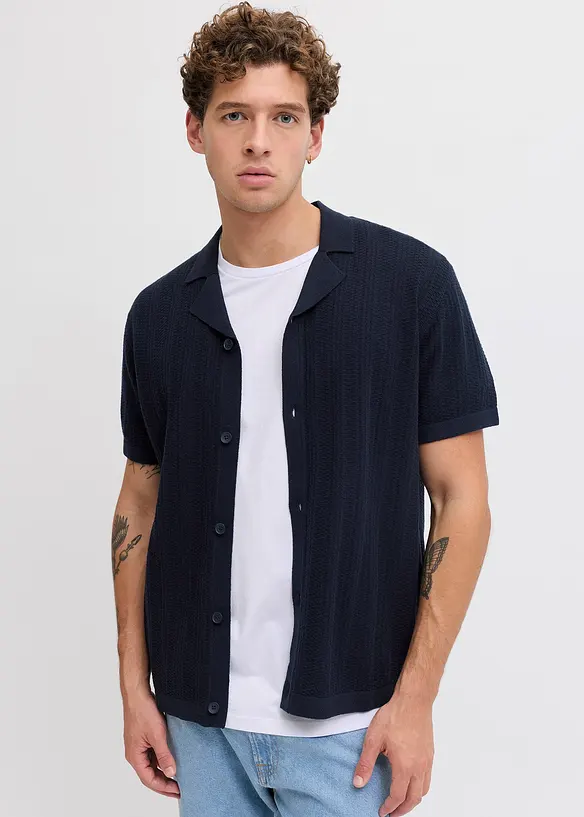 Stickad T-shirt med krage fr&aring;n JJ REBEL, JJ REBEL