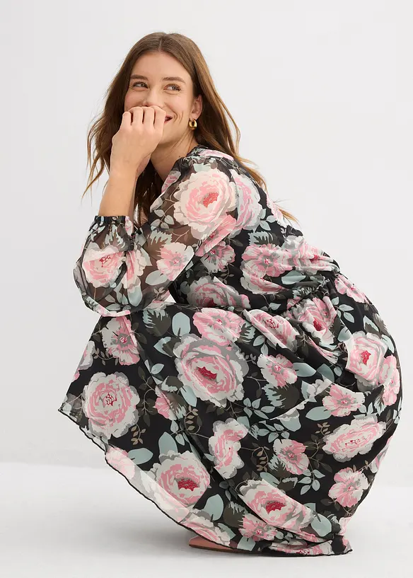 Mellanl&aring;ng kl&auml;nning i mjuk mesh, bonprix