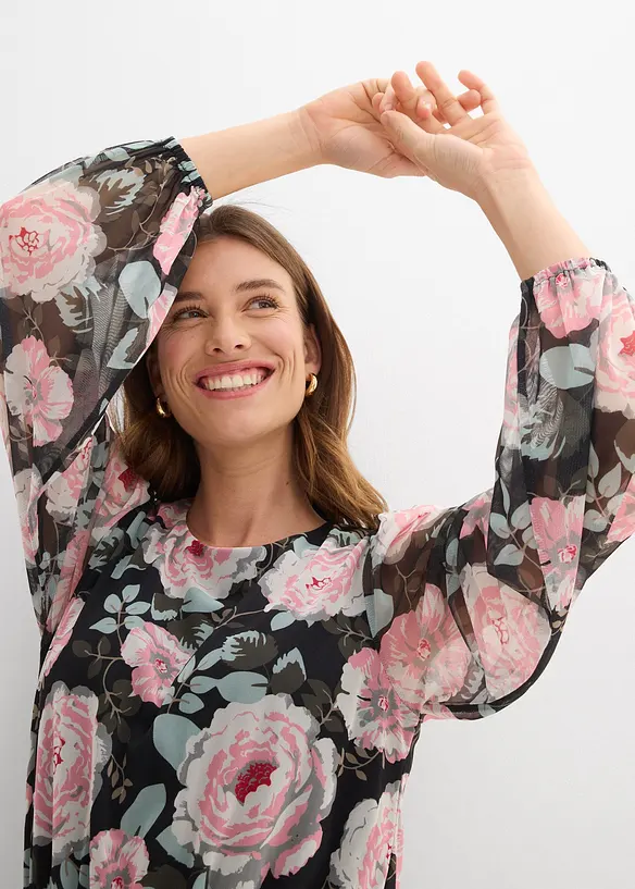 Mellanl&aring;ng kl&auml;nning i mjuk mesh, bonprix