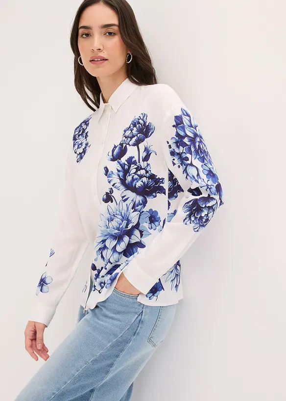 Blus av viskosmix med mjukt fall, bonprix