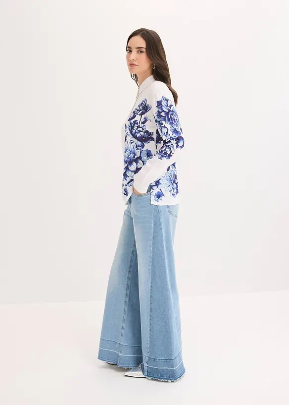 Blus av viskosmix med mjukt fall, bonprix