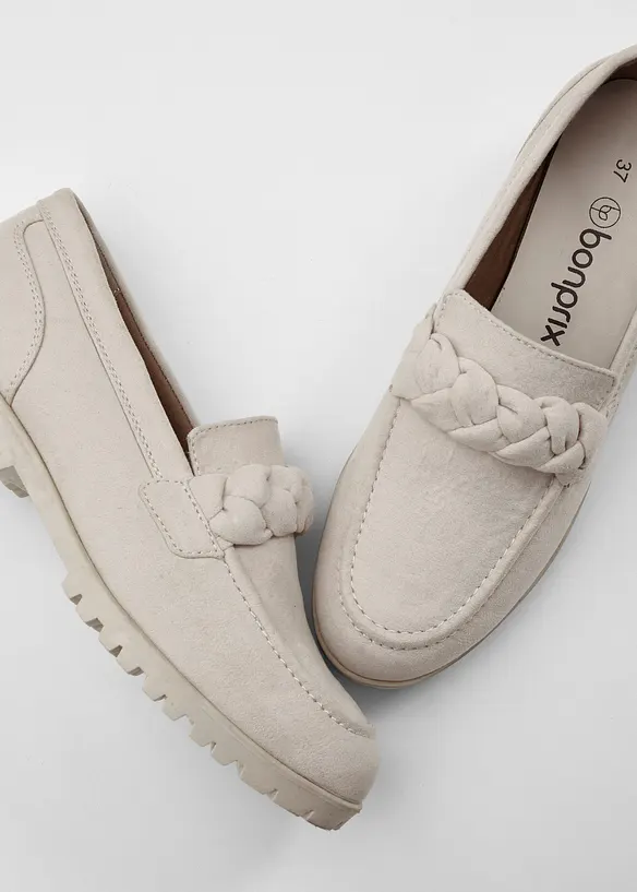 Kraftiga loafers med fl&auml;tade remmar, bonprix