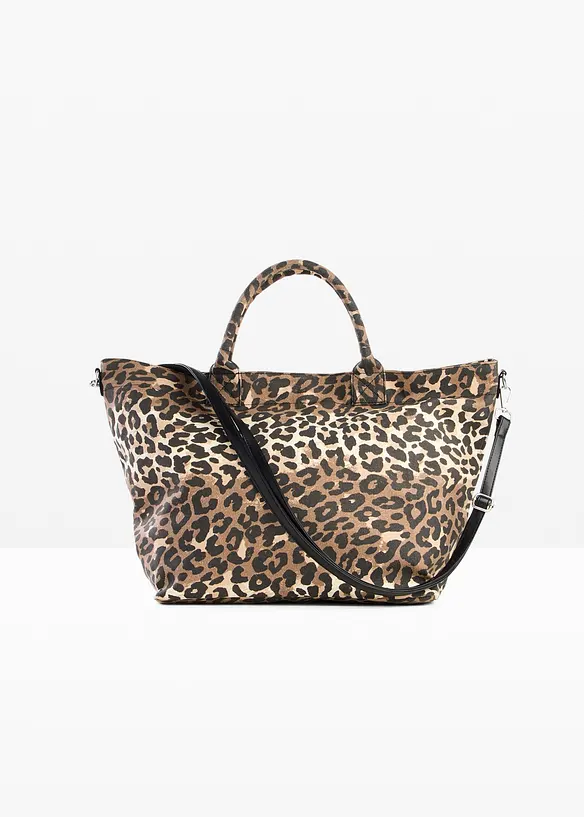 Leopardm&ouml;nstrad shoppingv&auml;ska i canvas, bonprix