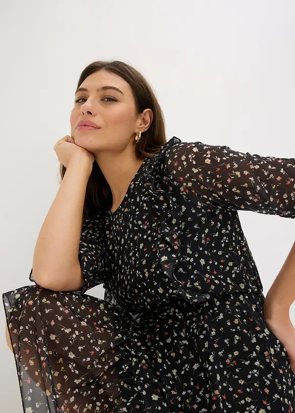 Jerseykl&auml;nning av tunn mesh, bonprix