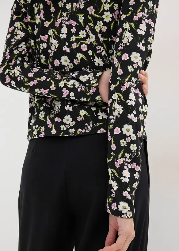 L&aring;ng&auml;rmad topp av bomullsmix, bonprix