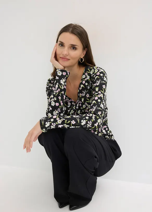 L&aring;ng&auml;rmad topp av bomullsmix, bonprix