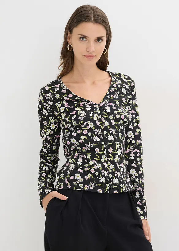 L&aring;ng&auml;rmad topp av bomullsmix, bonprix