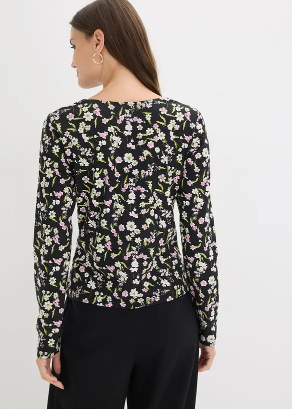 L&aring;ng&auml;rmad topp av bomullsmix, bonprix