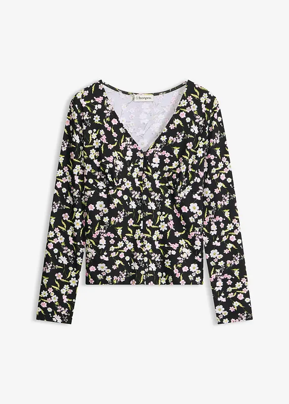 L&aring;ng&auml;rmad topp av bomullsmix, bonprix