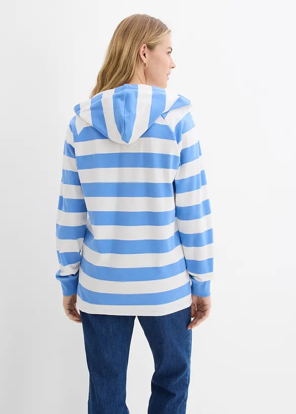 Tunn topp med huva i bomullsmix, bonprix