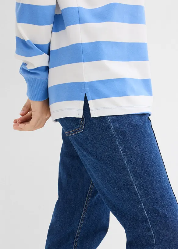 Tunn topp med huva i bomullsmix, bonprix