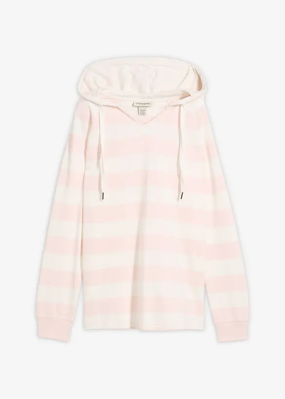 Tunn topp med huva i bomullsmix, bonprix